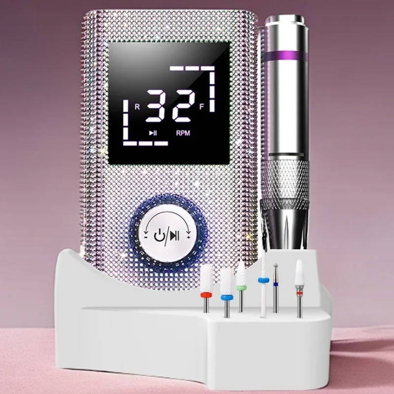 Electric Nail Drill Electric Nail Grinder 45000RPM Professional Rechargeable Nail Drill Machine for Nails Electric File HD Display Metal Manicure Pen Nail Lathe Sander