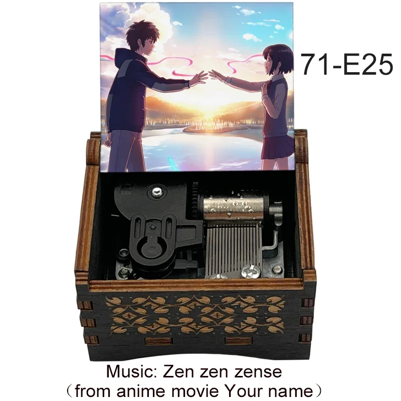 Black Wooden Clockwork Type Music Box Anime Your Name Zenzenzense Birthday Christmas Gifts Home Decoration Ornaments