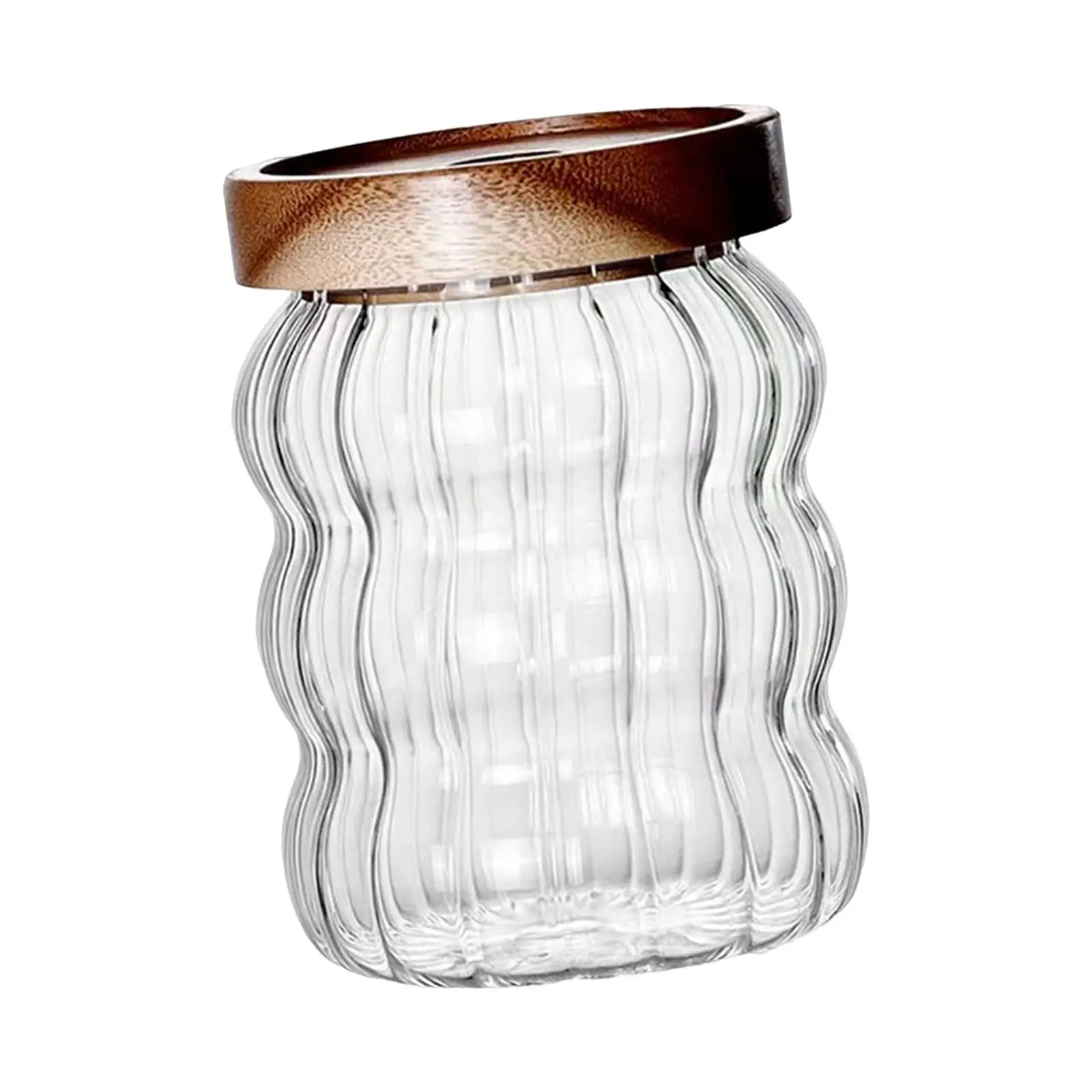 Storage Jar Seasoning Tank Clear with Wooden Lid Food Storage Canisters for Candy