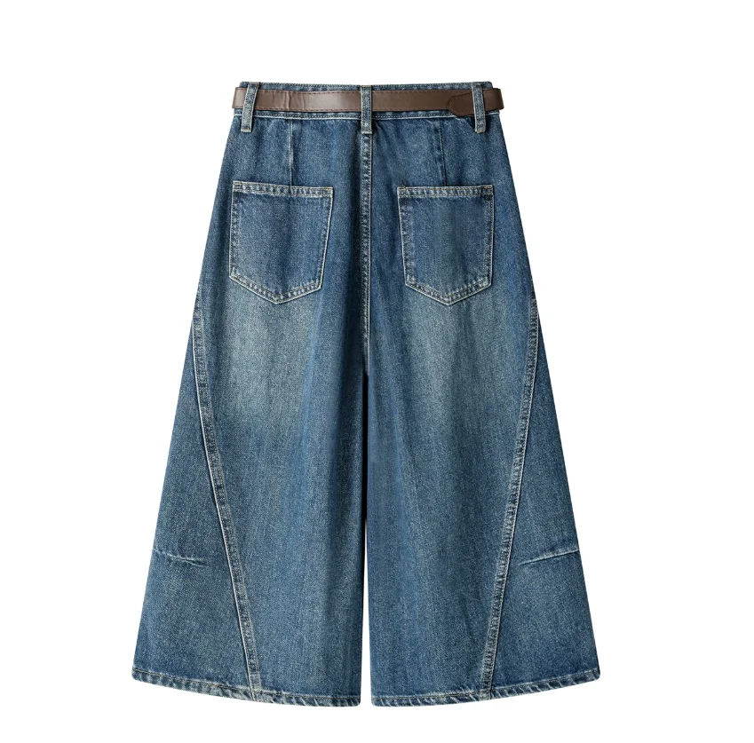 Pantalon en jean large pour femme été 2026, déchiré, longueur trois-quarts, haute qualité
