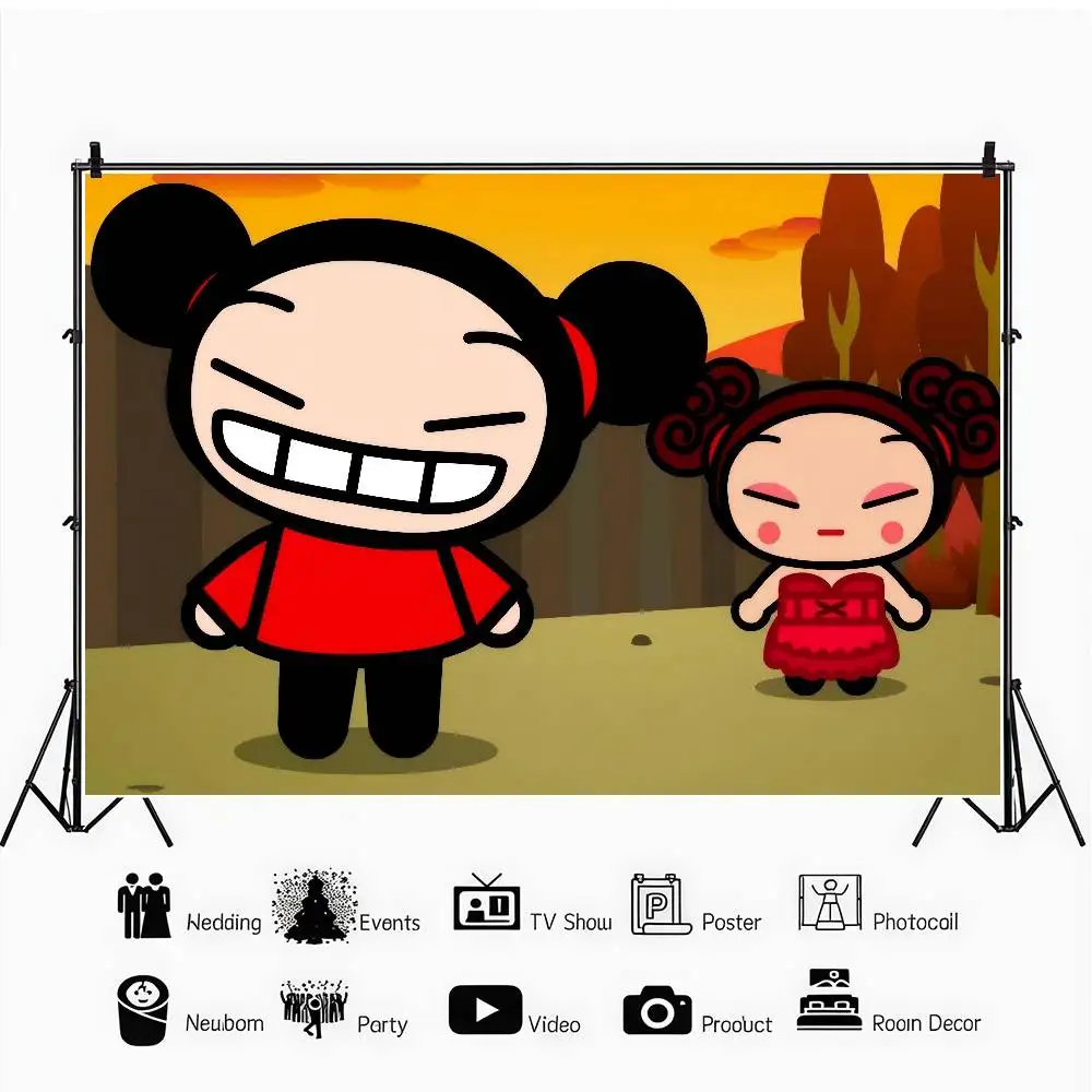 배너 배경 장식 캔버스 파티 사진 배경 인기 애니메이션 시리즈 P-Pucca