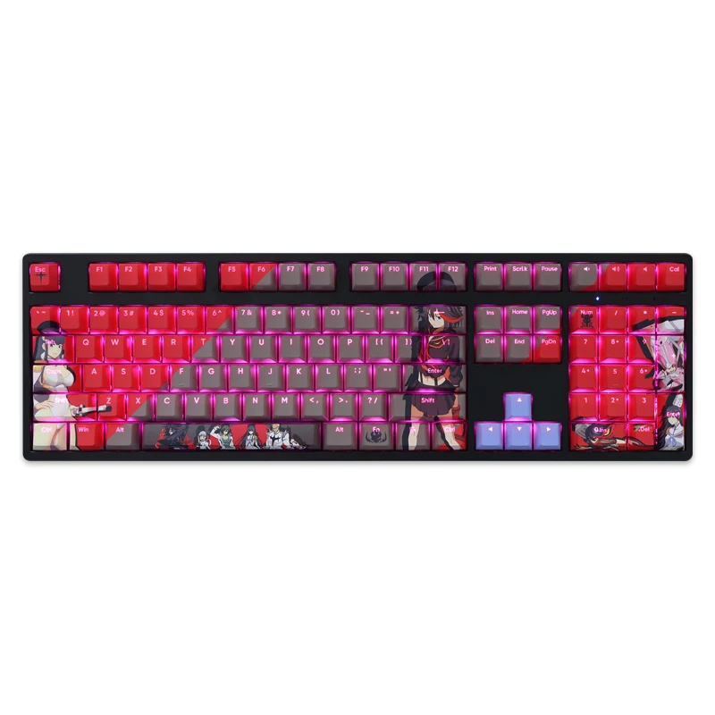 Teclas Conjunto Matar la Matar Keycap Pbt Tintura Subbed Backlit Keycaps dos Desenhos Animados Anime Gaming Key Caps para Ansi 61 87 104 108 Layouts 108 - Imagem 5