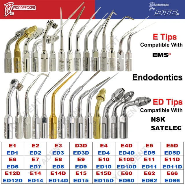 Woodpecker Tips DTE Dental Ultrasonic Endo Scaler Tips Scaling Tips Fit EMS UDS NSK SATELEC Scaler Handpiece Dentistry Tools