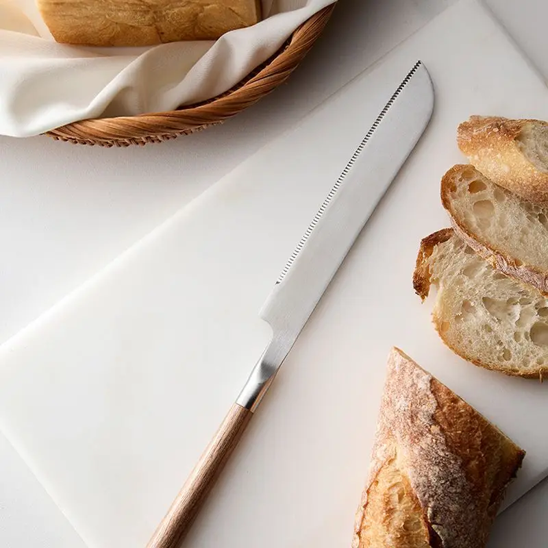 Knife Stainless Steel Serrated Creative Household Kitchen Baking Tools Multifunction Toast Cake Slicing Knife Walnut Long Han butter knife