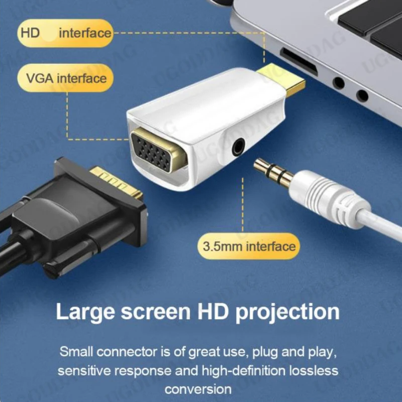 HDMI to VGA Adapter Cable VGA to HDMI Converter 3.5mm Audio Port Out 1080P HD Video Male Input Female Output For Computer Monitor PC TV