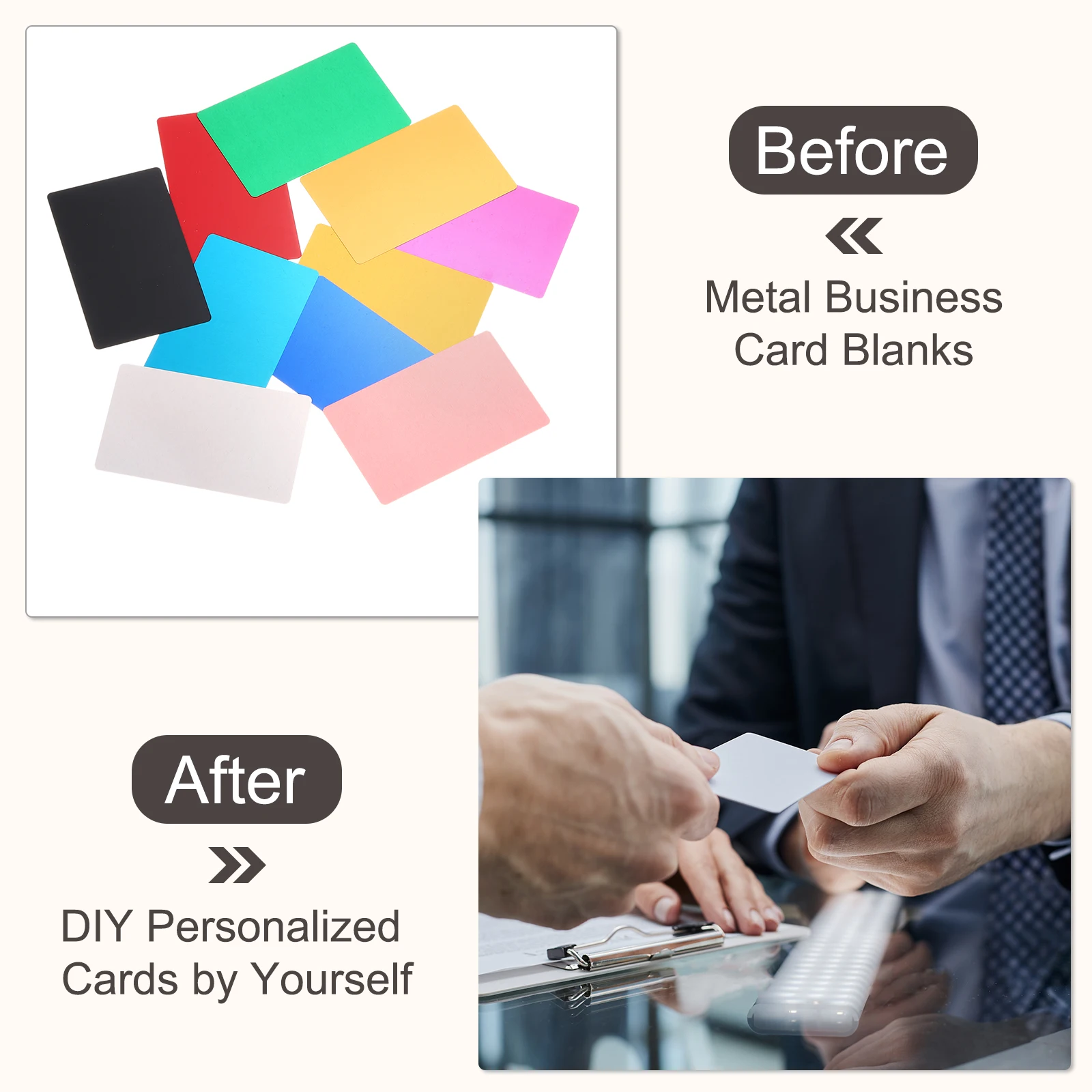 5/10/15Pcs 86x54x1mm 금속 명함 빈 레이저 조각 카드 사무실 고객을위한 양극 처리 된 알루미늄 DIY 선물 플레이트 카드