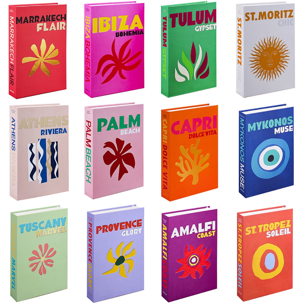 여행 시리즈 가짜 책 장식 커피 테이블 장식, 거실 패션 소품 책, 홈 데코 모델 룸 IBIZA CAPRI 