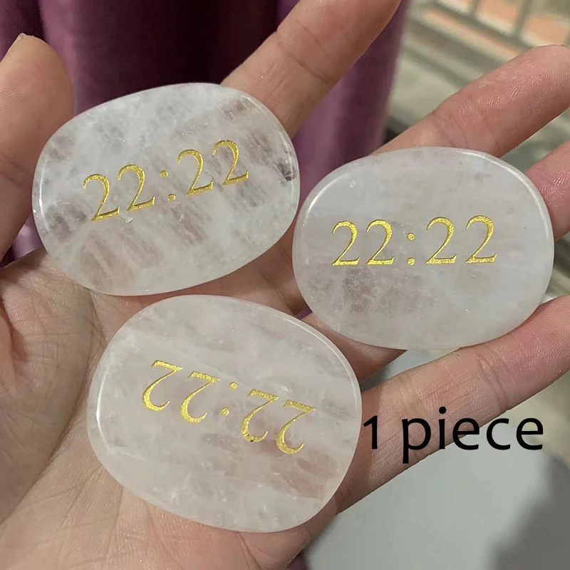 Natural Pink Rose Aventurine Palm Stone Carved Double 22 Lucky Number Palmstone Spiritual Healing Wish Stone Crystals Crafts 1pc 6