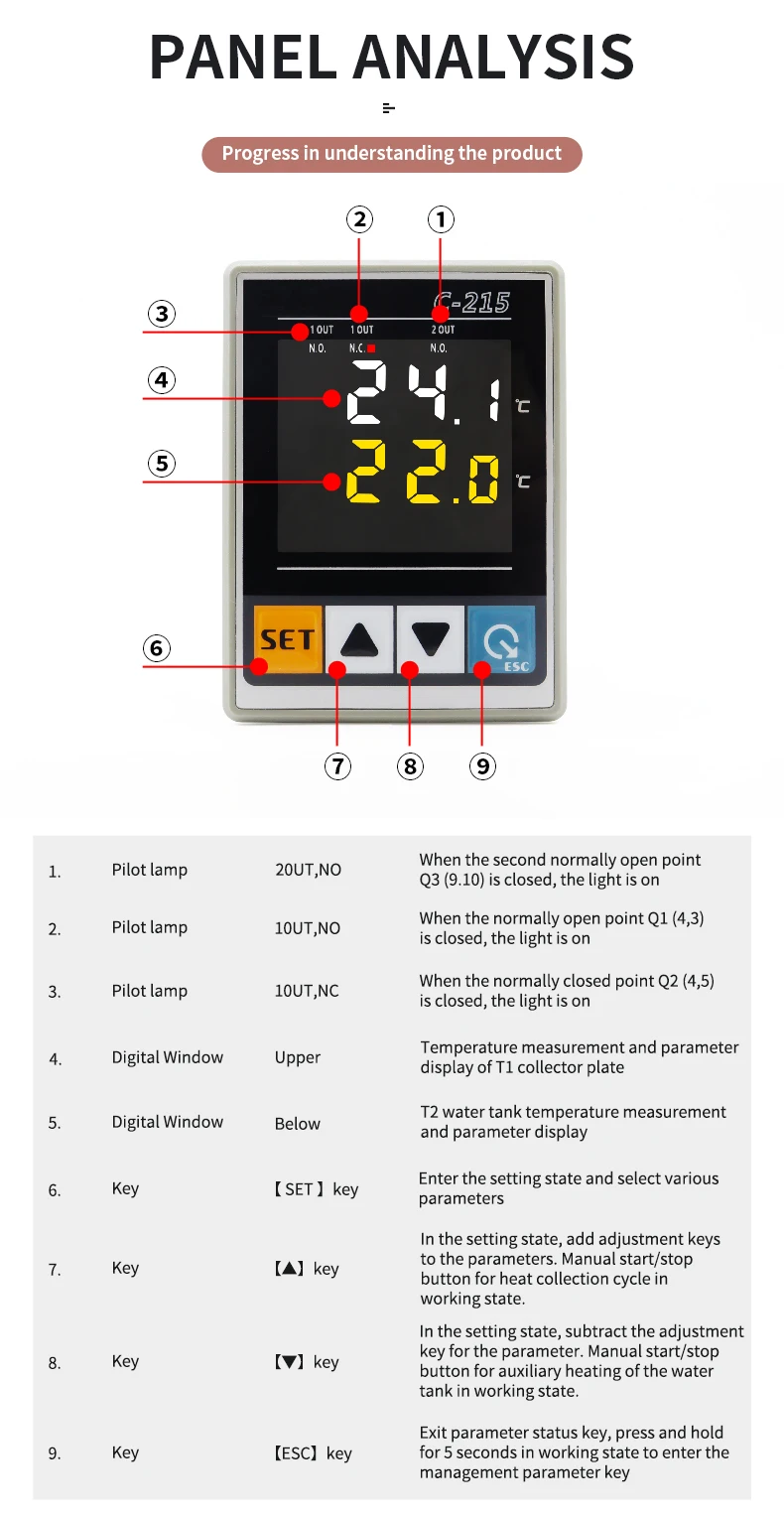 C-215 Temperature Difference Controller Solar Hot Water Circulating Pump Tempera