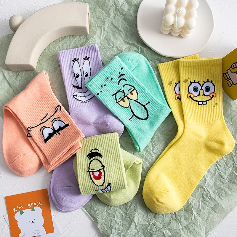 Cartoon Spongebob Poepoe Socks Cartoon Cute Mid-socks Sports Socks Soft  Cotton Anti-stink Socks for A Couple Birthday Present - AliExpress