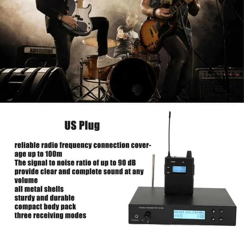 Wireless In Ear Monitor 626-665MHz Professional Digital Monitoring System Kits Stage Performance UHF Stereo Wireless In-ear Monitor System
