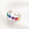WYEAIIR 925 Sterling Silver Color Glazed Cute Smiling Face Cartoon Resizable Opening Ring For Women Luxury Jewelry 5