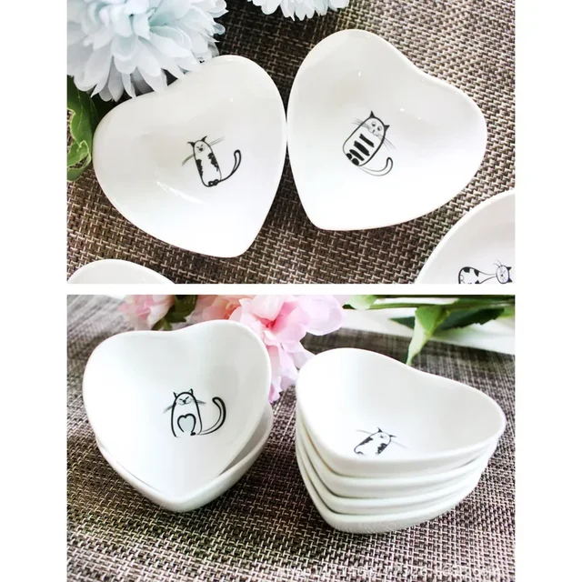 Sauce Saucer, 6-piece Cute Cat Mini Ceramic Plate, Kitchen Small Plate Cutlery 3