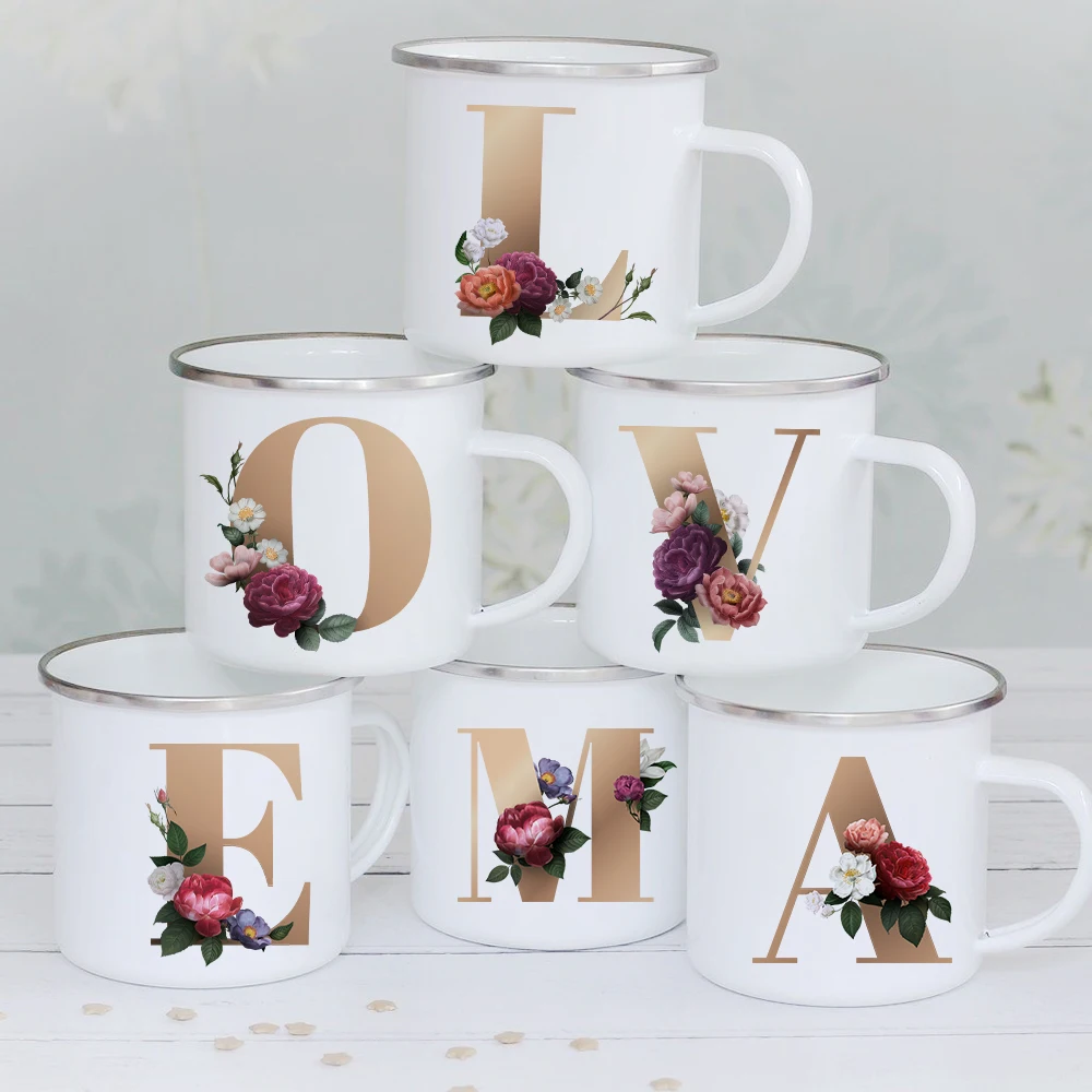 

Золотистый алфавит с цветочным принтом A B C, фотография, свадебвечерние, винный пив, кофе, сок, чашки для напитков, винтажная посуда для напитков, подарки подружкам невесты