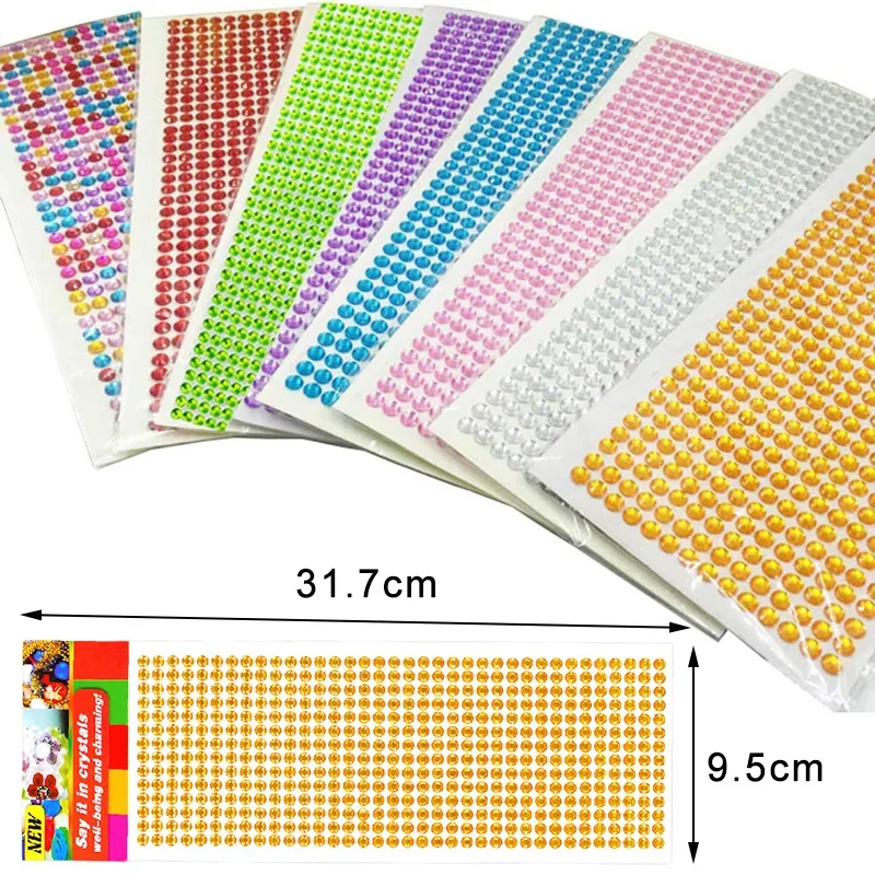 Bling Acrylic Rhinestone Sticker Sheet – Gem Diamond Self-Adhesive Embellishments for DIY Crafts & Wedding Décor