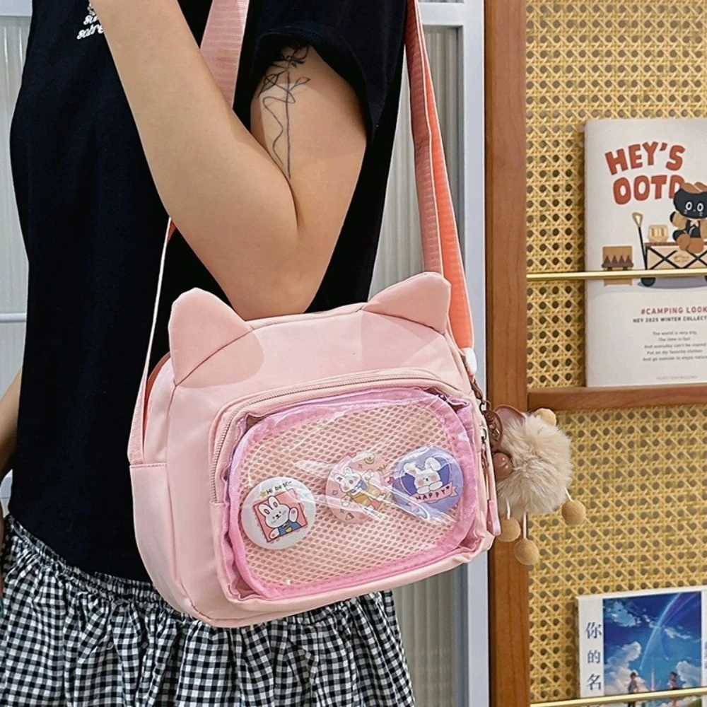 Japanese Harajuku Cute Girls Y2K Transparent Cartoon Ita Bag Ulzzang Doll Bag Versatile Crossbody Bag Casual Mobile Phone Сумка