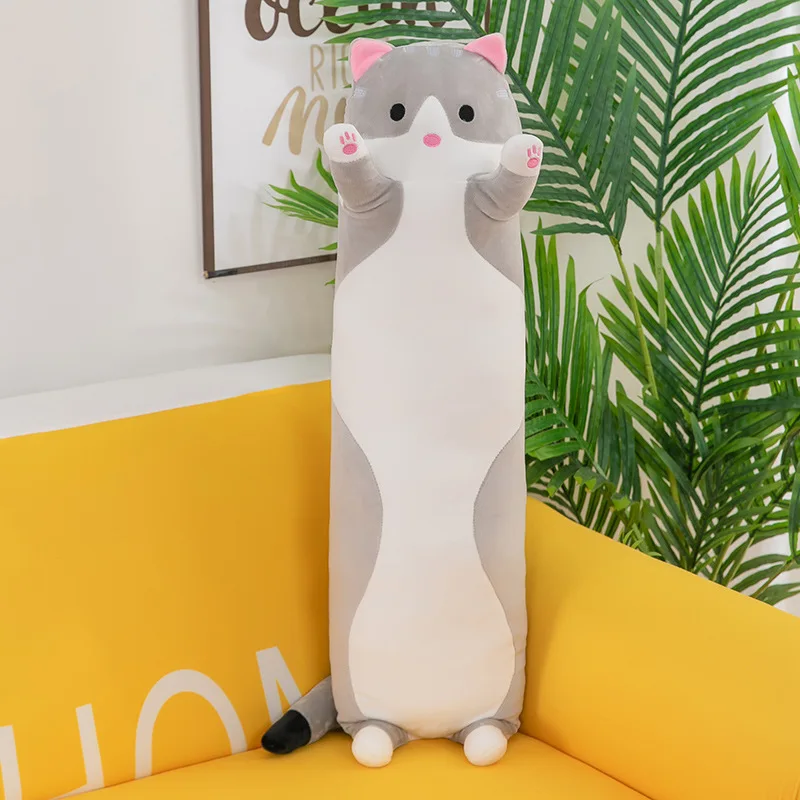 Seat Cushion Plush Cushion Decorative Cushion Plush Pillow Throw Pillow Fashion Cute Cat Sleep Long Plush To Send Children Knee Pillow Almofada Coussin Birthday Gift Cojines Decorativos Seat Cushion