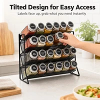 Étagère de rangement murale en fer pour cuisine, grande capacité, design incliné, facile d'accès, étagère de rangement multi-niveaux pour les assaisonnements 4