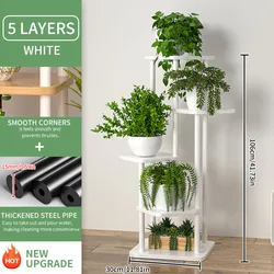 Wooden Multi-Tier Flower and Plant Display Stand (B-5layers white)