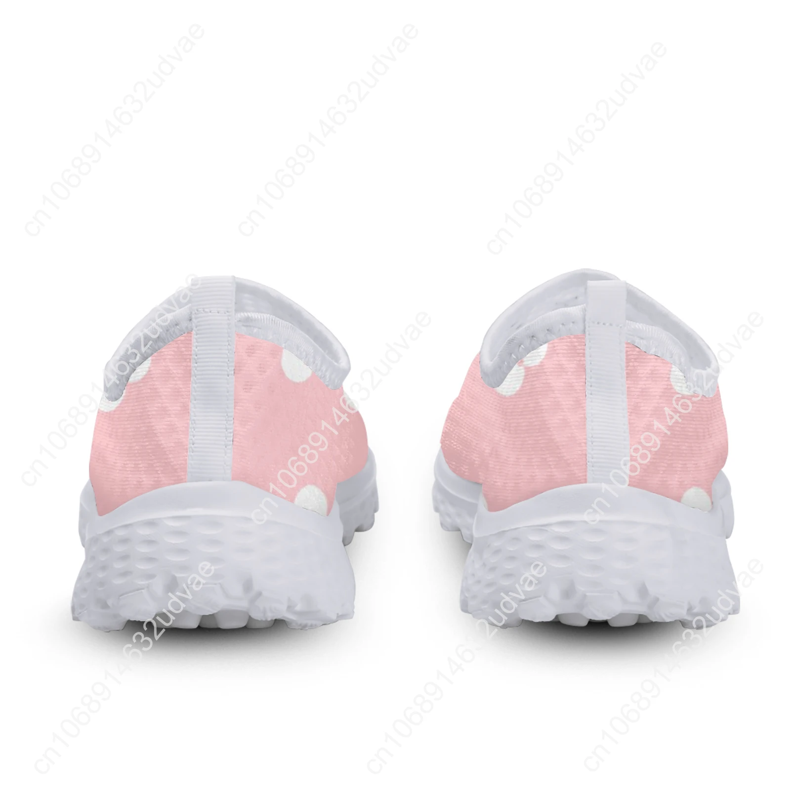 Fashion Cartoon Dachshund Print Lightweight Breathable Mesh Shoes Pink Heart Print Loafers Soft Casual Sneakers