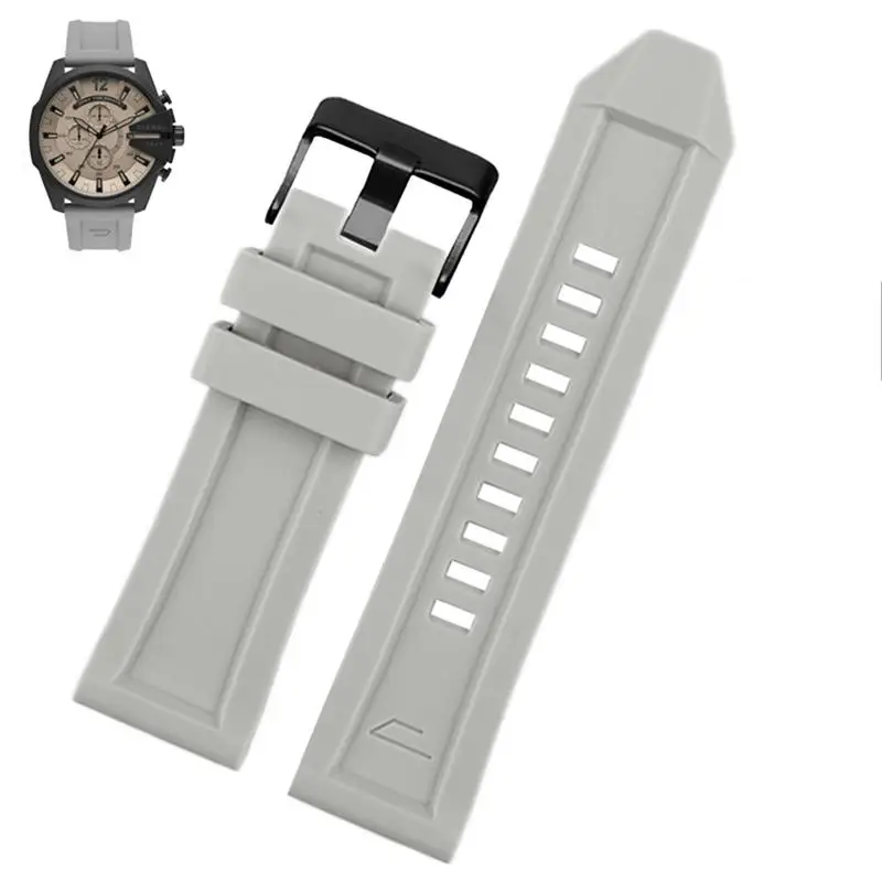 SCHIK Suitable for diesel silicone watch with DZ4496/4535/4283/4476/7416/7396 series smoke gray soft waterproof watch