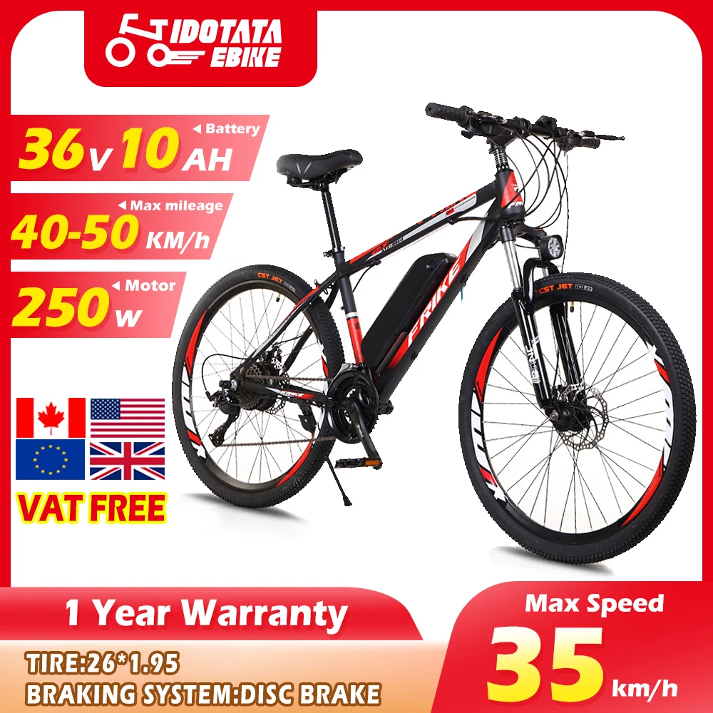 

26 INCH Electric Bicycle 36V 10ah Lithium Battery 8AH Electric Mountain Bike 250W Motor Disc Brake EBike Powerful Electric Bike