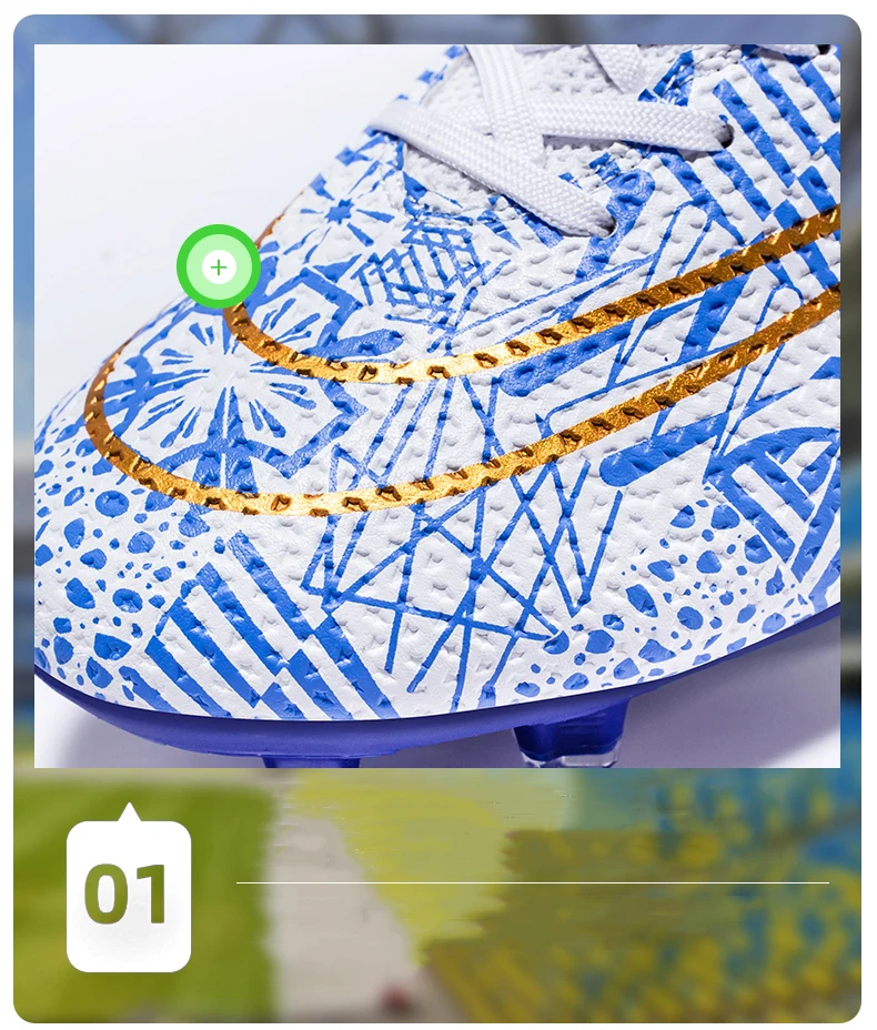 Description Picture 4 of itemHigh Top Men Soccer Shoes FG/TF Anti-Skid Male Football Boots Kids Grass Training Ankle Cleats Soccer Sneakers