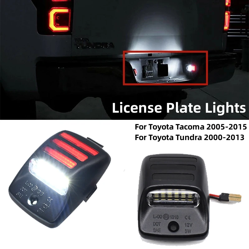 

2Pcs Car LED Number License Plate Lights Lamp Assembly Replacement For Toyota Tacoma 2005-2015 Tundra 2000-2013 Auto Accessories