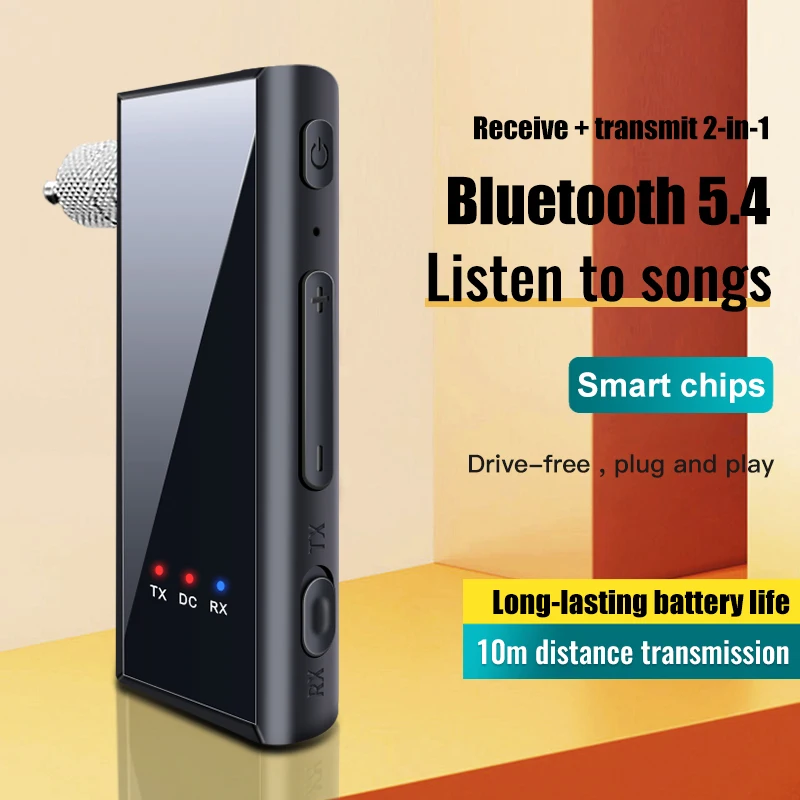 Bluetooth Transceiver Adapter Bluetooth Aux Adaptor Bluetooth Audio Receiver Bluetooth Adapter Audio Adapter Bluetooth 5.4 Audio Transmitter Receiver 3.5MM AUX HIFI Wireless Adapter With MIC Support TF Card Play For Car Airplane TV PC