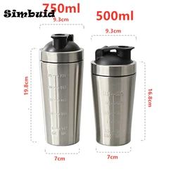 Stainless Steel Leak-Proof Protein Shaker Bottle with Mixing Ball - 750ML (Silver)