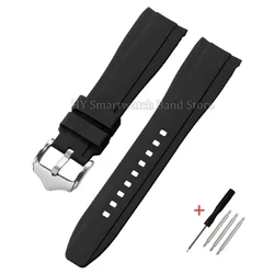 Elegant Silicone Sport Wristband with Curved End - Universal Fit for Men and Women Watches (Black)