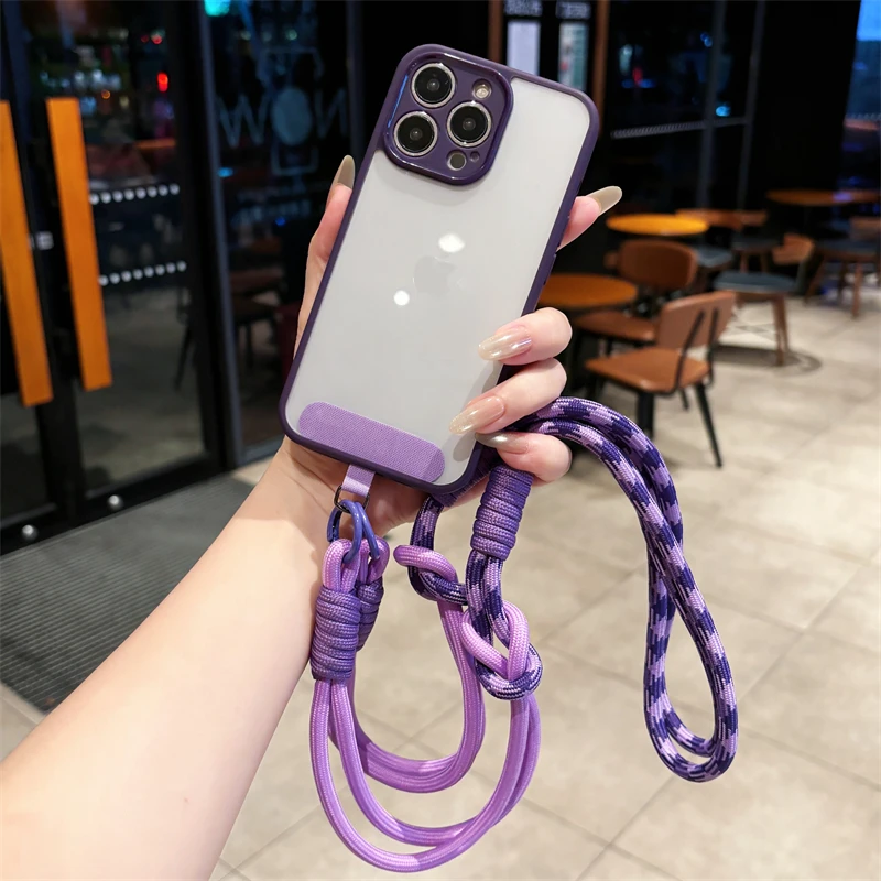 Shockproof Crossbody Lanyard Luxury Clear Acrylic Hard Phone Case