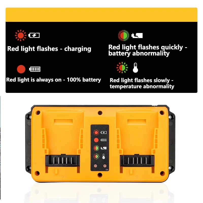 듀얼 포트 충전기 빠른 휴대용 미국/EU/영국/AU 플러그 Dewalt 18V-20V 리튬 배터리 DCB202 DCB204 DCB206 DCB207 DCB203