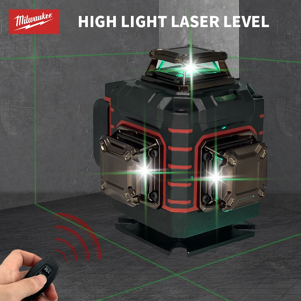 Milwaukee 4D 16 Lines Green Beam 360° Self-leveling Laser Levels Horizontal And Vertical Professional Laser Level Tool 4