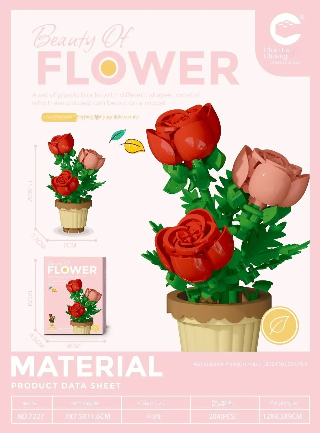 DIY Desktop Mini-Blumen-Bausteine, Rosen- und Sonnenblumen-Modell, Kreatives Bastelset, Lehrreiches Spielzeug-Geschenk für Alle – Detail 7