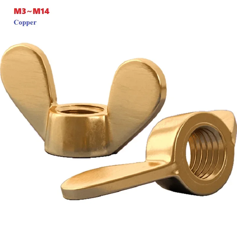 GB62 Brass Butterfly Copper Nut M3 M4 M5 M6 M8 M10 M12 M14 Hand Tightened Wing Nut Big Ear