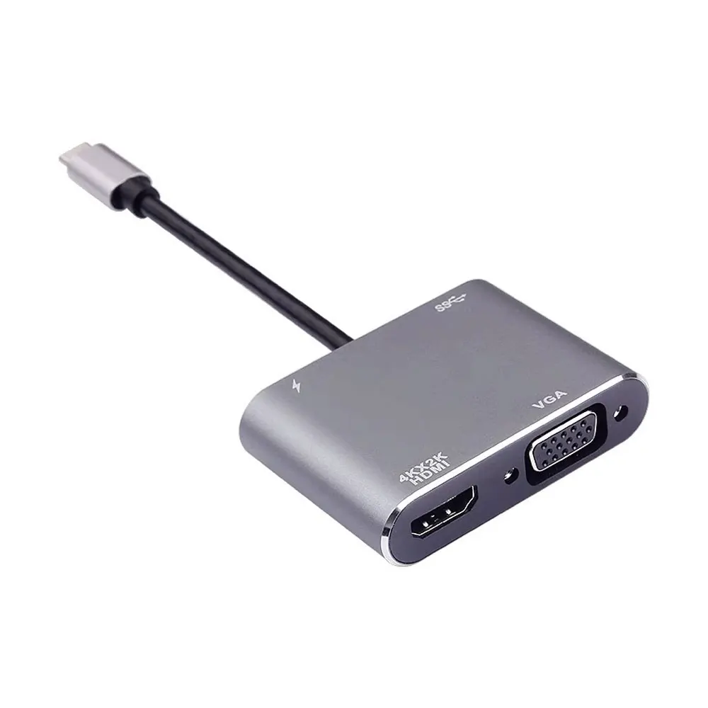 Universal USB-C Hub Adapter: HDMI, VGA, USB 3.0 Connections