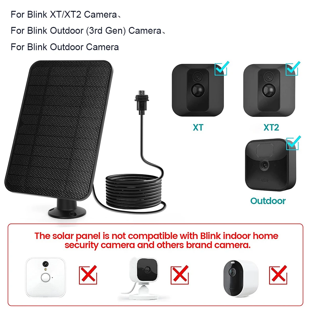 Panneau Solaire 4W 5V Pour Caméra Extérieure - Compatible Ring, Blink, Arlo - Étanche IP65