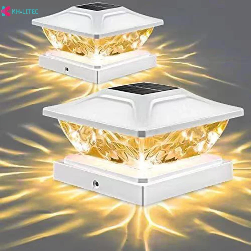 Description Picture 3 of itemNew Solar Powered LED Square Fence Light White Warm Lamp Outdoor Lighting Waterproof Pillar IP65 Outdoor Solar Lamp for Garden