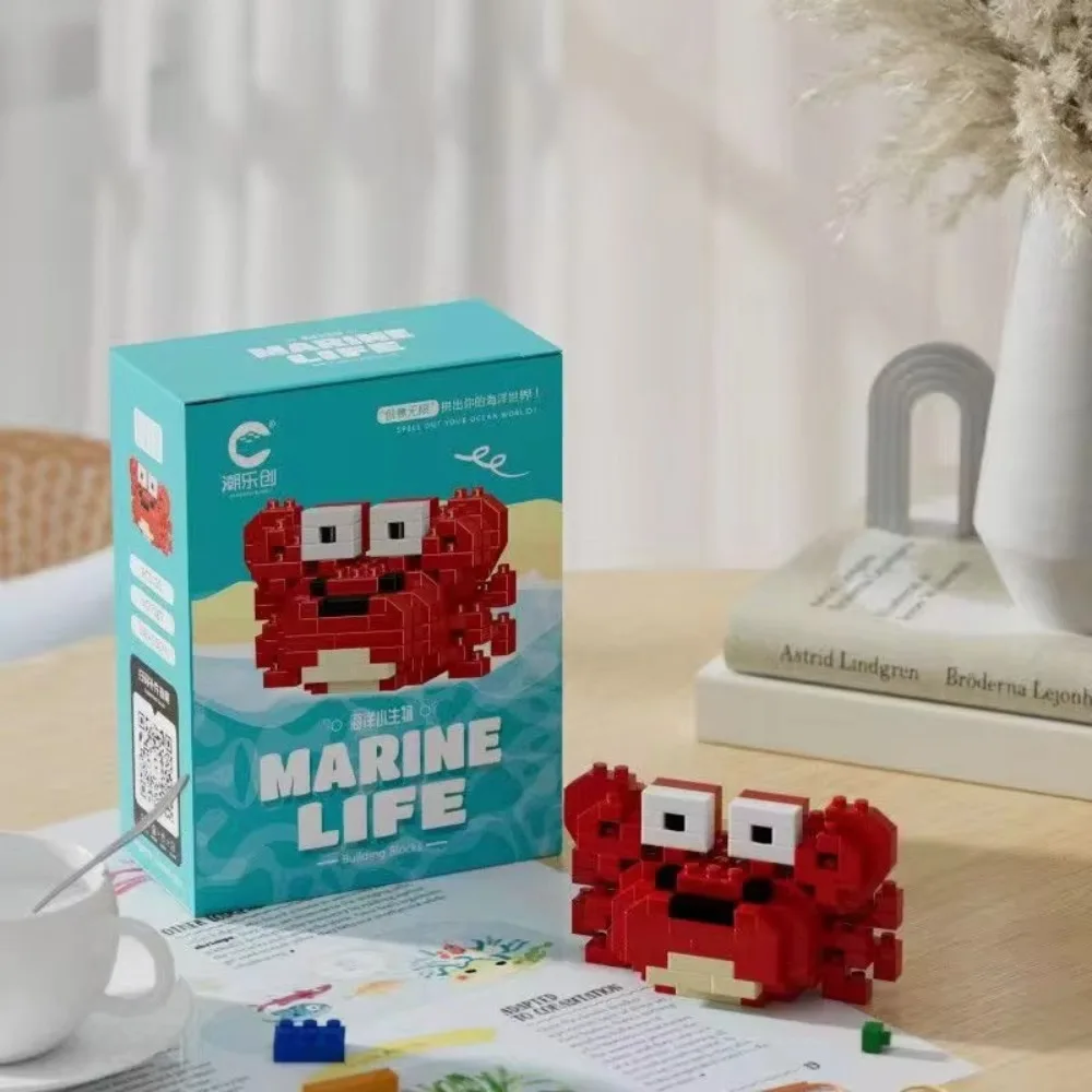 Creative Colorful Marine Organism Micro Building Blocks Real-life Unisex Mini Brick Figure Marine Life Statue