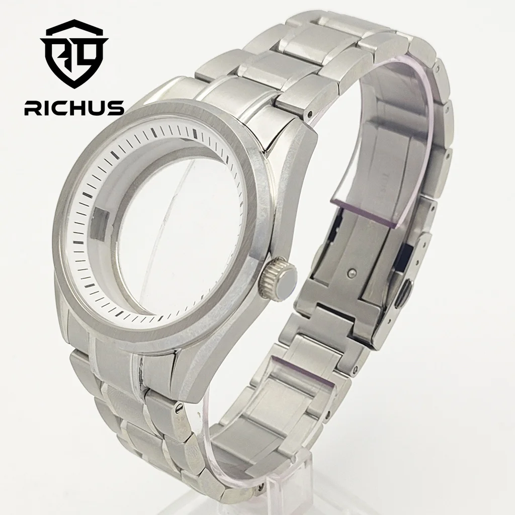 Premium 40mm Silver Watch Case with Sapphire Glass