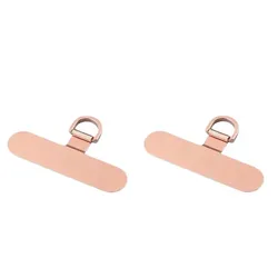 Ultra - Thin Stainless Steel Phone Tether Tab with Lanyard Straps (2PCS Rose Gold)