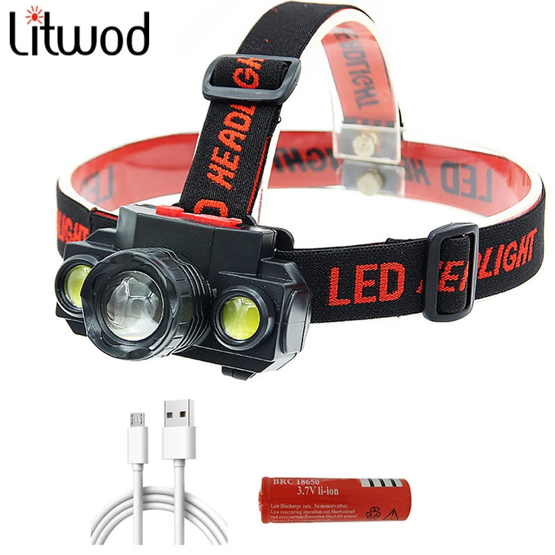 

XP-G Q5 COB Led Headlight Fishing Zoomable Using Rechargeable 18650 Battery Flashlight Light Torch Hiking Camping Outdoor Lamp