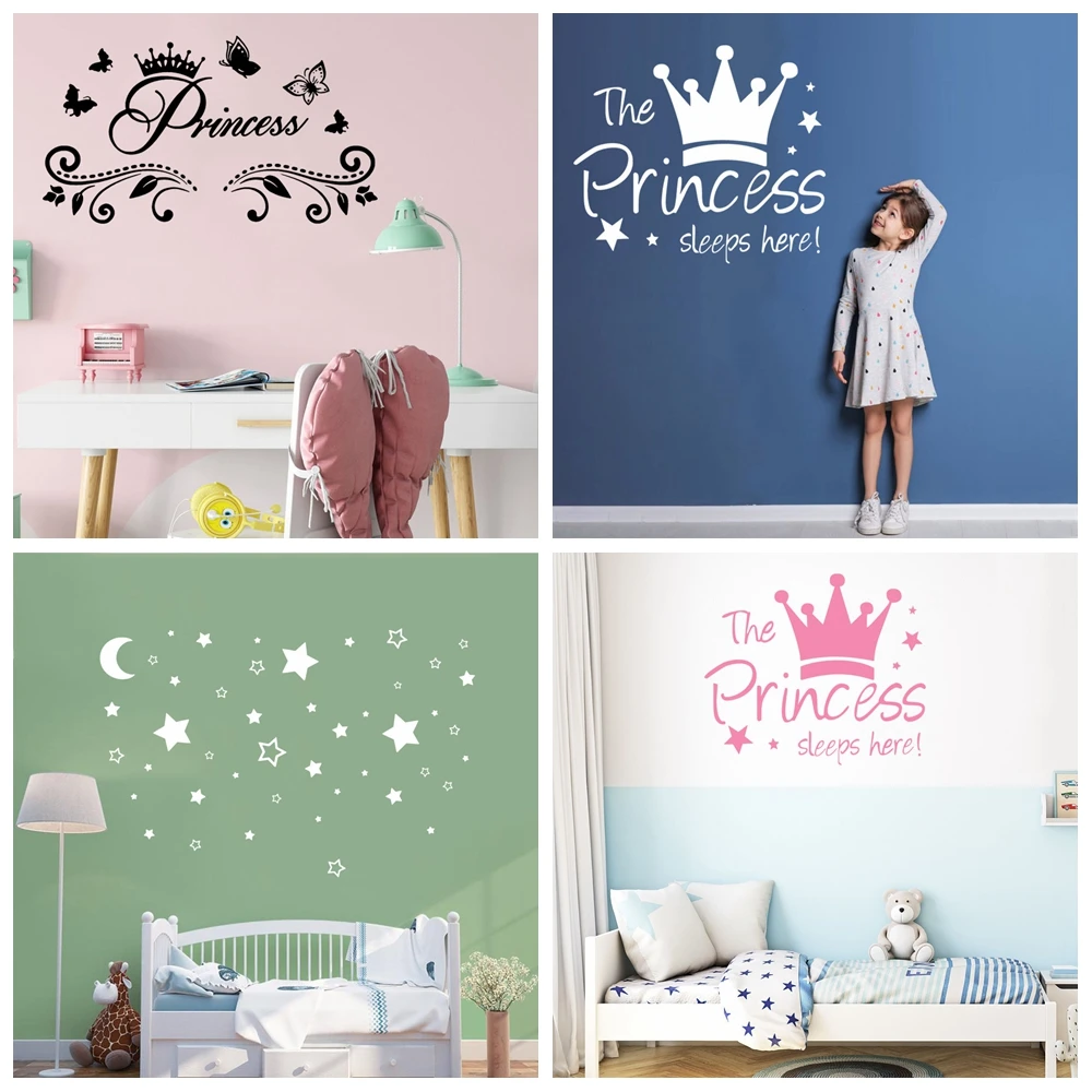 Hot sale Princess Wall Sticker Star Cloud Art Decals For Kids Rooms ...