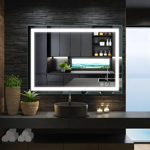 

Bathroom Mirror, 36x28 inch Frontlit Bathroom Vanity Mirrors with Lights, Mirrors for WALL with Smart Touch Button, 3 Colors, An