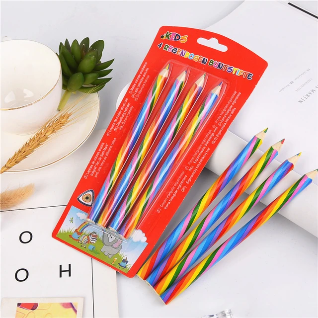 4pcs 4 Color Concentric Rainbow Pencil Crayons Same Core Colored