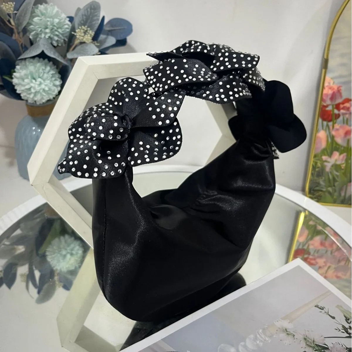 Women Fashion Shoulder Bag Large Capacity Polka Dot Chic diamond Underarm Bag All Matched Vintage Tote Bag for Party Vacation