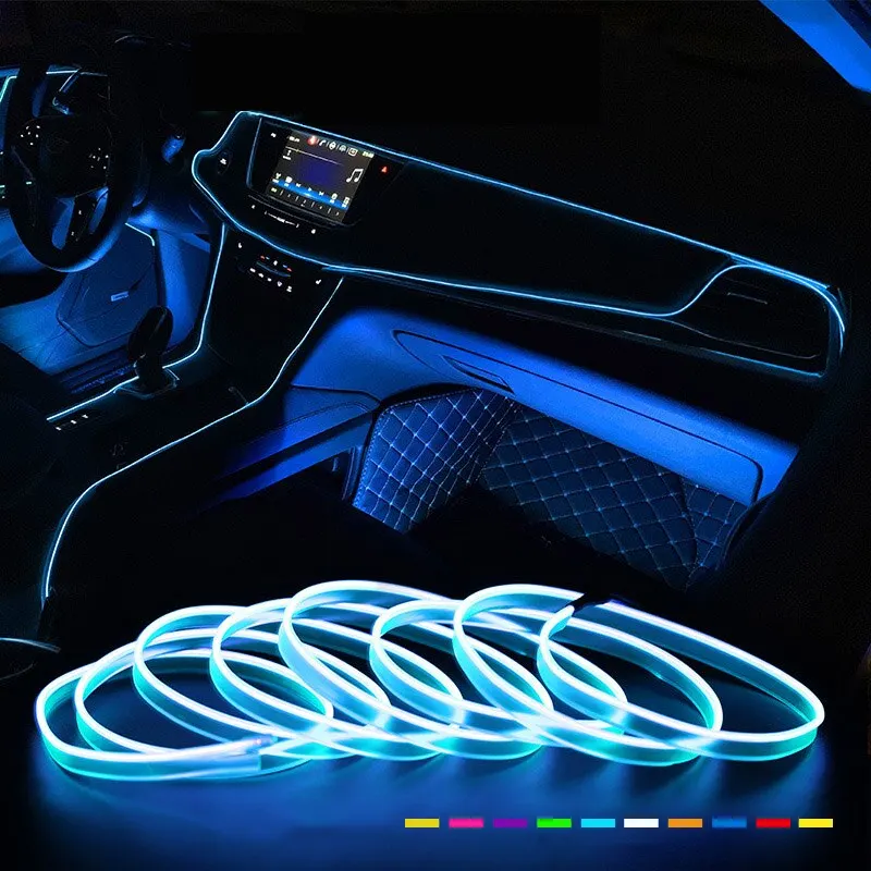 LED Car Interior Ambient Neon Light Strip - Flexible USB-Powered Decoration Lighting