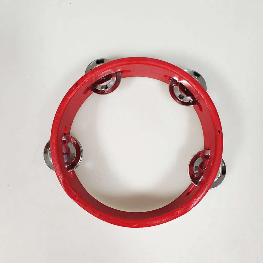 Tambourine Circle with Bell Wooden Hand Toy Musical Instrument Percussion Child