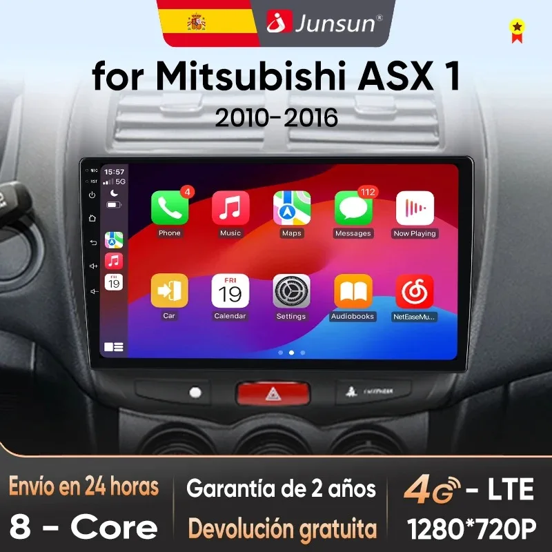 Radio para coche Junsun con chip Qualcomm de 8 núcleos y Android 13 para Mitsubishi ASX 1 2010 2011 2012 2013 2014 2015 2016, CarPlay inalámbrico, autoradio, pantalla HD multimedia. 1